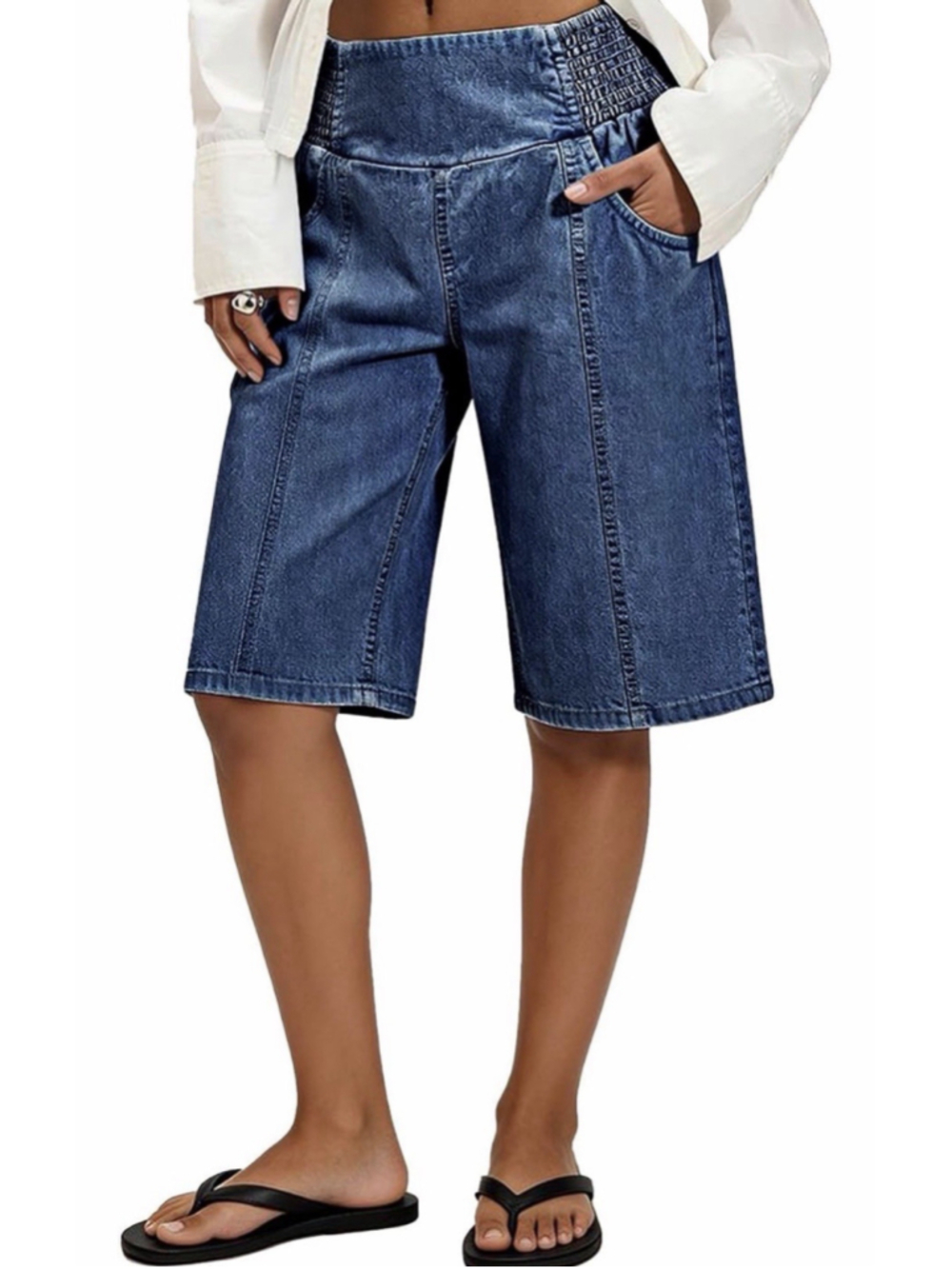 Flamingals Womens Bermuda Jean Shorts M